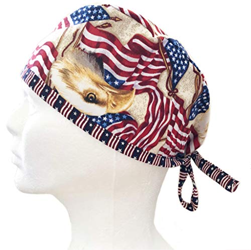 Grace N May Unisex America Bald Eagle Mens Tie Back Scrub Cap Surgical Cap