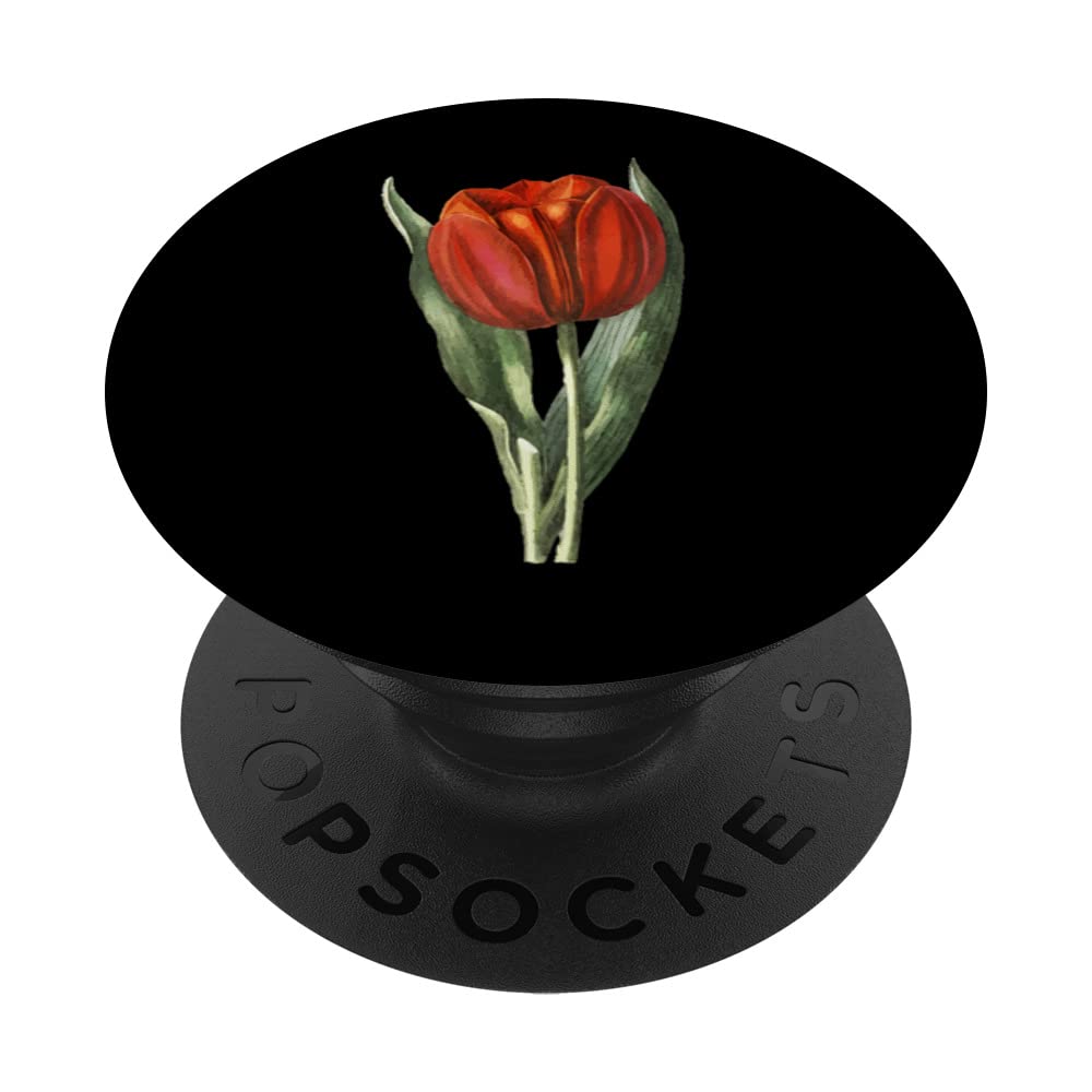 Tulip Garden Flowers Flower Garden Retro Black PopSockets Swappable PopGrip