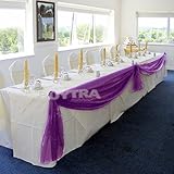 Gorgeous Home LinenMany Colors Elegant Wedding Table Valance Chair Decor Sheer Swags Fabric Party Decorations (Purple)