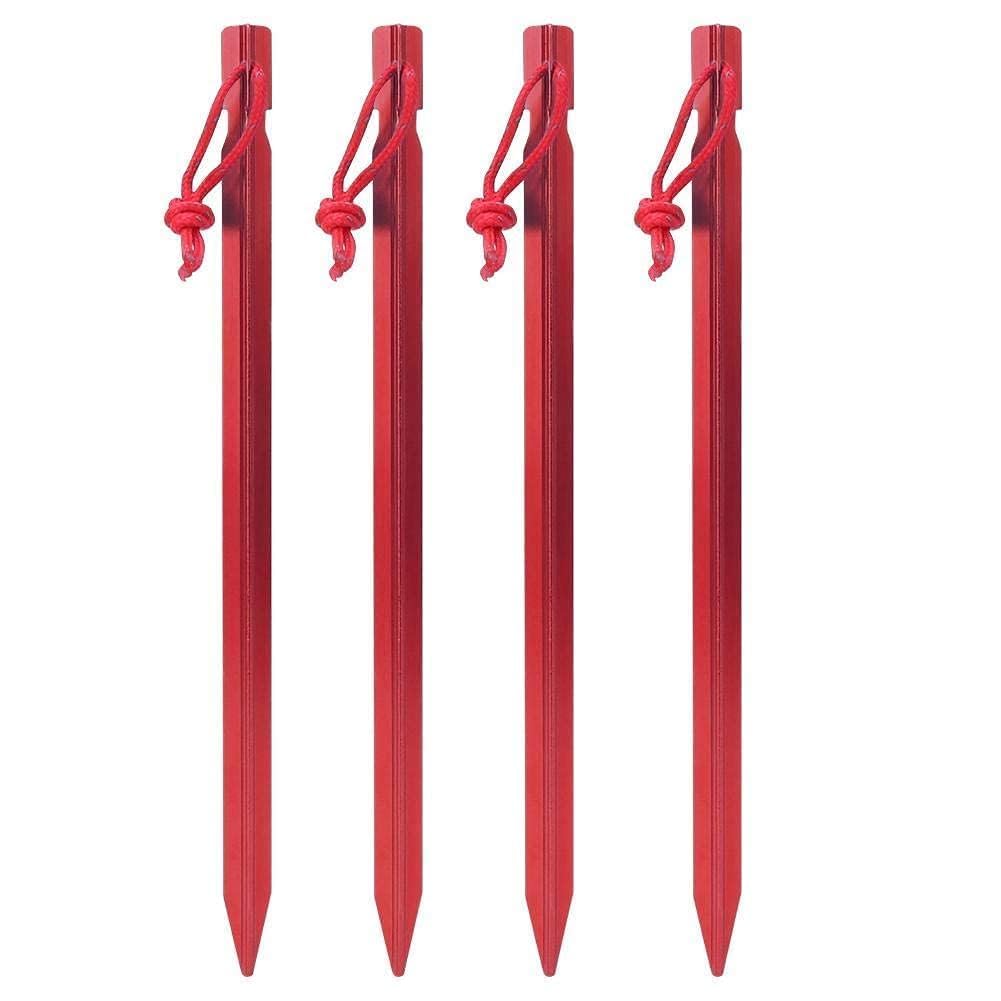 4PCS Aluminium Alloy Outdoor Lengthen Ultralight 23cm Hex Tent Stakes Pegs Camping Tent Peg Ground Nail Stakes(Red)
