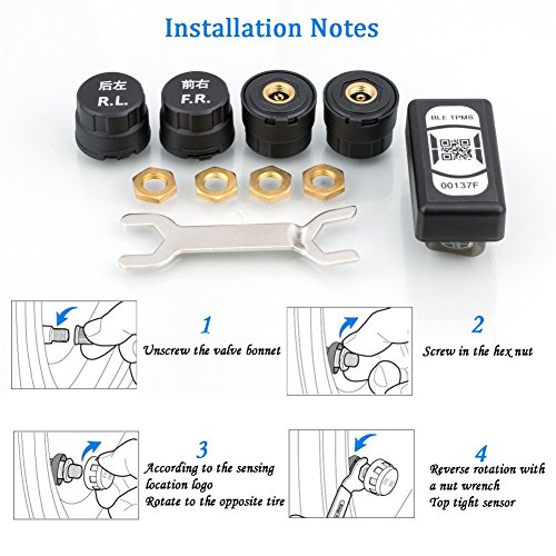 Malcam Bluetooth TPMS Wireless Tire Pressure Monitoring System,Mobile Phone Real-time Tire Pressure Monitor With 4 External Sensors - Thumbnail 7