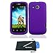 For Huawei Vision 2 II Rubberized Hard Snap On Phone Protector Cover with Stylus Pen and ApexGears (TM) Phone Bag (Purple)