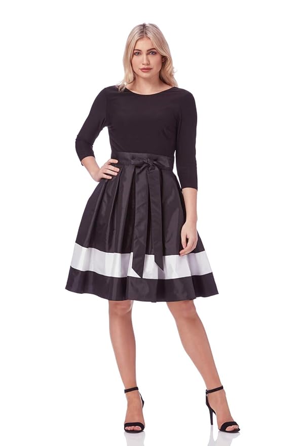 Roman Originals Damen Satinkleid ausgestellter Rock Skater Prom-Kleid - Damen Kleider, zum Ausgehen, Feiern, Hochzeit, Party,