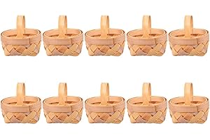 IWOWHERO 10Pcs Mini Woven Basket with Handle Miniature Flower Fruit Picnic Basket Set for Craft Wedding Birthday Party Favors