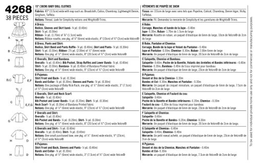 Simplicity Designed by Teri Pattern 4268 Baby Boy and Girl 15" Doll Clothes