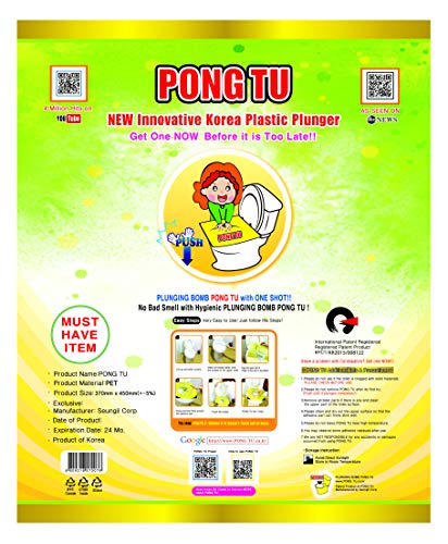 Pong Tu New Innovative Disposable Plastic Sticker Plunger 2-pack Hygienic Pongtu Plunging Bomb Toilet