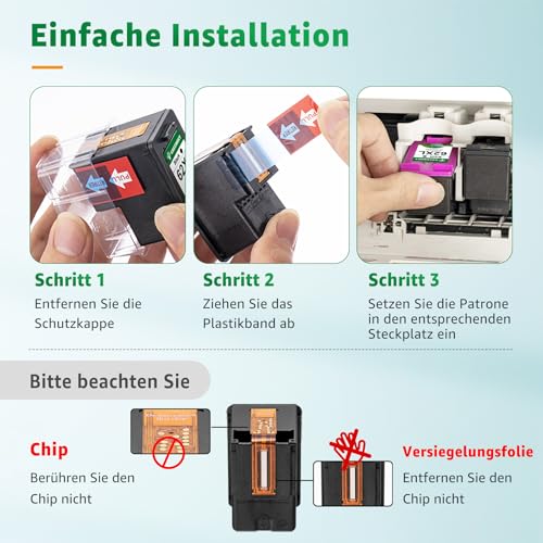 GREENSKY 62XL Kompatibel Ersatz für HP 62 Druckerpatronen 62 XL 62XL schwarz und Farbe Patronen für HP OfficeJet 250 200 5740 5742 Envy 5540 5548 7640 5640 5646 (1 Schwarz, 1 Farbe)