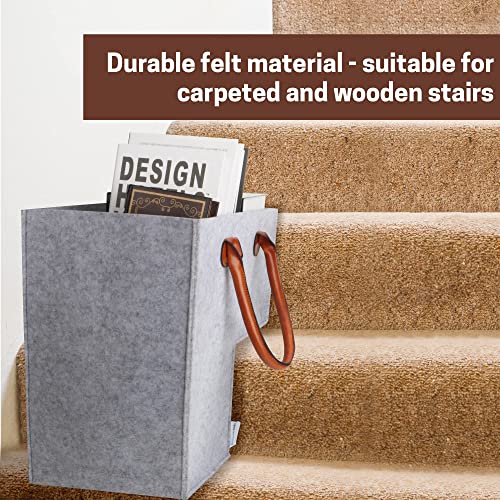 SAM AND MABEL Stair Basket with Beautiful Leather Handles Durable