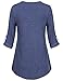 Messic Oversize Shirts Women, Women's Cotton Long Sleeve Round Neck Stretch 1/4 Buttons Polo Shirt(XX-Large,Dark Blue)