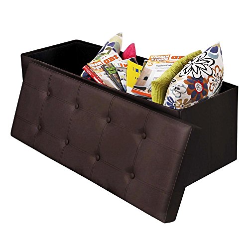 Nmch Storage Ottomans, 250lbs Load Capacity, PU Leather Premium Quality, Easy Installation, Living Room Rest Stool, Babies' Toys Stoarge Box, Bedroom Crate/Ottoman (763838Cm, Brown)