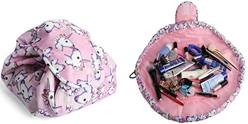 Casual Waterproof Women Toiletry Bags Folding Large Capacity Lazy Cosmetic Bags (Pink)