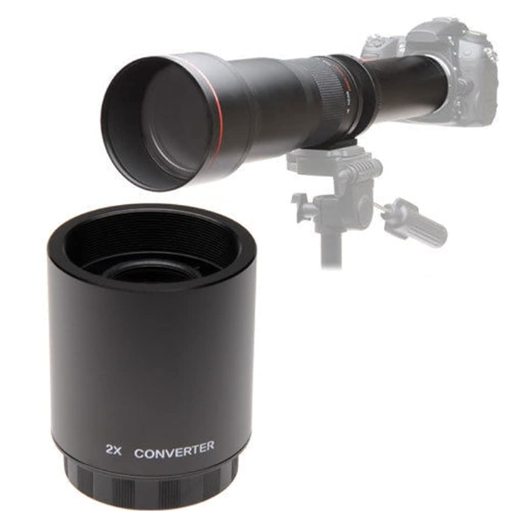 JINTU 2X Teleconverter Lens for T ount Telephoto Lens 500mm 420-800mm 650-1300mm 900mm Black