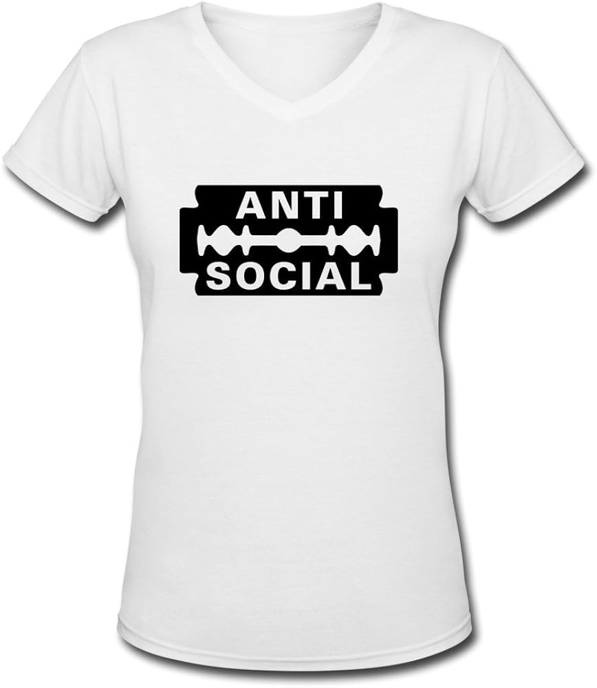 Amazon.com: Customized Anti Social 100% Cotton Women Tee White: Clothing