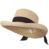 Crushable Raffia Hat with Fine Paper Straw Braid - Tan Black OSFM