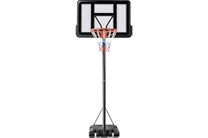 Sweetcrispy Basketball Hoop Outdoor 4.2-10ft Adjustable Height, Portable Basketball Hoop Goal Court System for Kids/Adults, 44 Inch Shatterproof Backboard, Shock Absorbent Rim, Fillable Base 2 Wheels