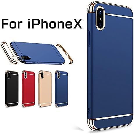 Ultra Thin iPhone X Case, Matacull Special Individual Detachable ( Support Wireless Charging ) Chrome Metal Frame Hard Cover Case for iPhone X - BLUE