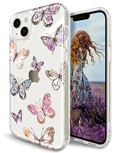 JIAXIUFEN Funda iPhone 14 Carcasa Flor Design Transparente... en promo sur Amazon