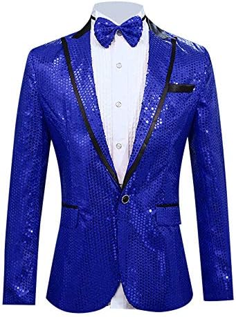 Slim Suit for Men Big Sale-Jiayit Men's Slim Suit Blazer Sequins Host Party with Bow Tie
