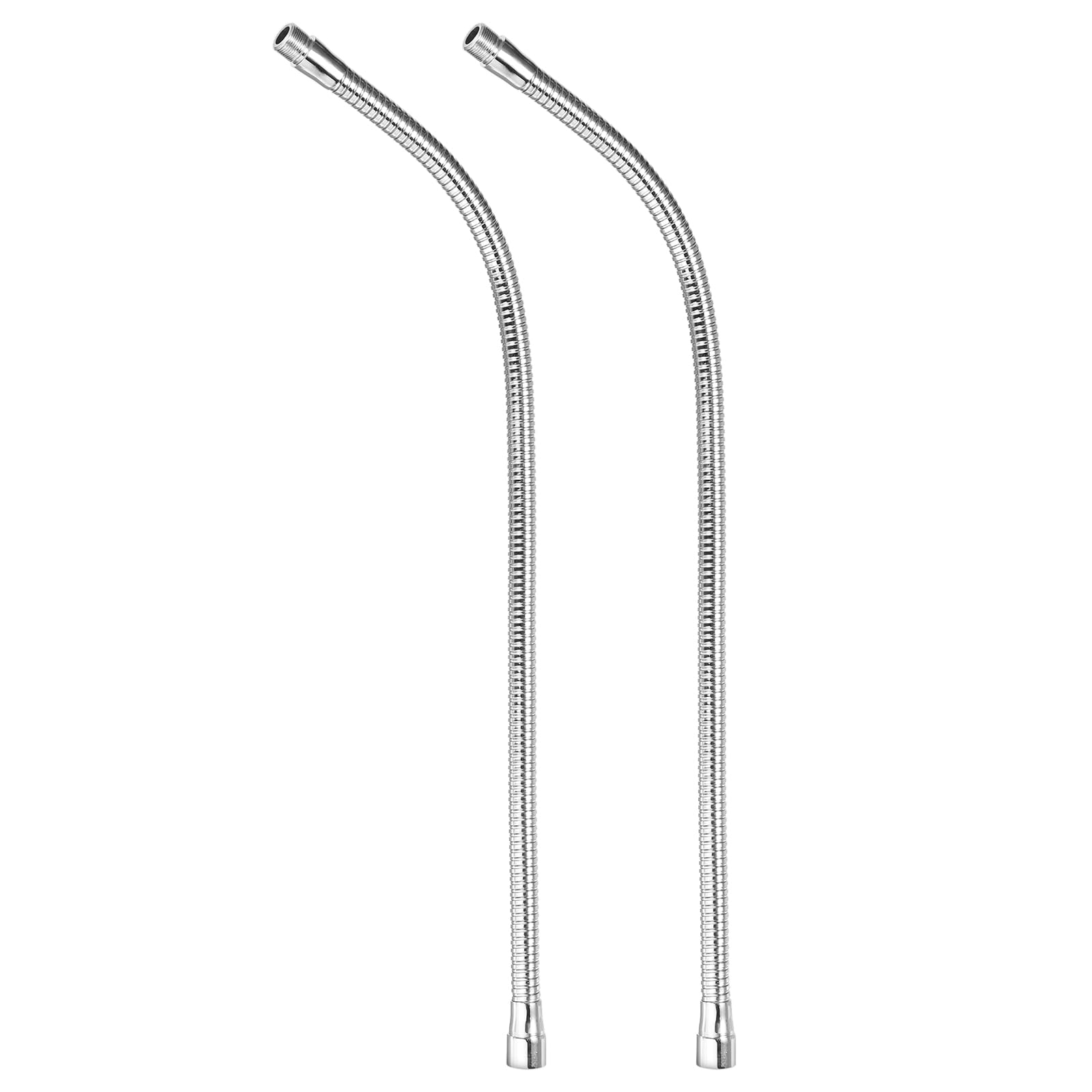 PATIKIL 22" Microphone Gooseneck, 2Pcs 5/8"-27 Thread Metal Universal Hose Flexible Arm Gooseneck Tube Extension for Multifunction DIY, Silver Tone