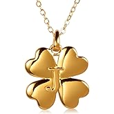 BOPLYBAY Clover Initial Necklace for Women – 18K Gold Plated Four Leaf Pendant with Personalized Letter, Lucky Symbol Jewelry Gift for Birthday & Mother’s Day