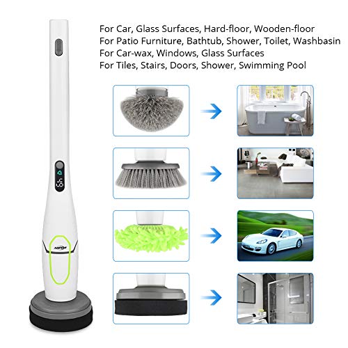 Spin Scrubber, ADPOW Upgraded Electric Spin Scrubber with LED Display