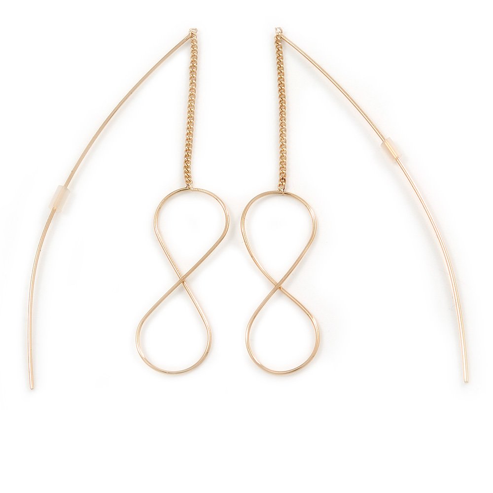 60mm L/Gold Tone Infinity Chain Drop Earrings