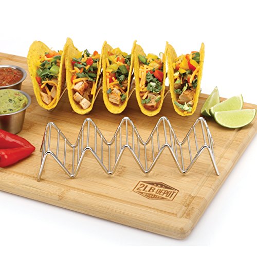 image for 2 Lb. Depot Taco Shell Holder, Stainless Steel Taco Rack Hard Soft Tac