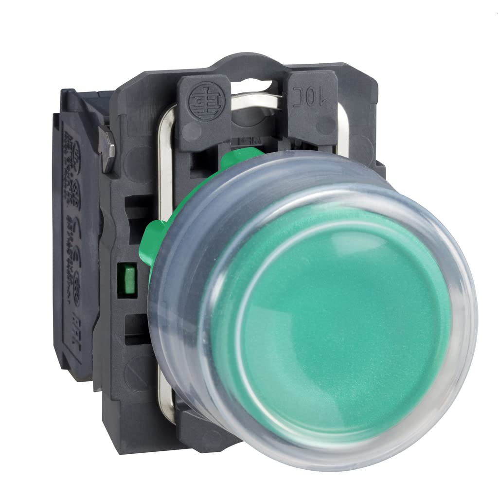 Schneider Electric Harmony XB5 - Booted Push Button Switch, Plastic, Spring Return, 1NO, 22 mm Mount, Unmarked, Projecting Operator Profile, XB5AP31, Green — image 1