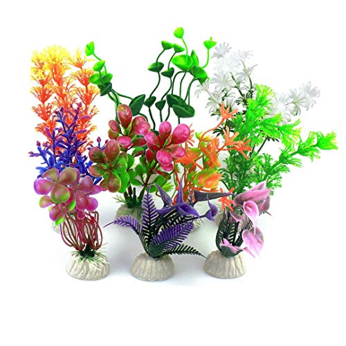 Buraq Aquarium Plants Fish Tank Decorations Artificial Aquatic Plants Realistic Plastic Aquarium Plants Accessories And Ornaments For Fish Tank Set 10 Pcs Set Color May Vary Pet Food India