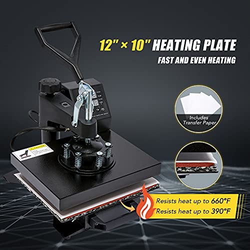 COZ Heat Press Machine, 5in1 Swing Away Flat Plate Cap Mug Press Set
