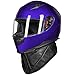 ILM Full Face Motorcycle Street Bike Helmet with Removable Winter Neck Scarf + 2 Visors DOT Model-JK313 (M, Blue)