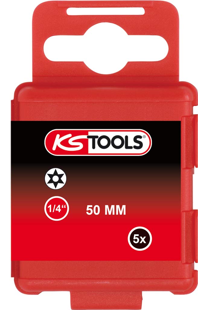 KS Tools 911.8393 1/4" Bit Torx tamperproof, 50mm, TB5, Pack of 5