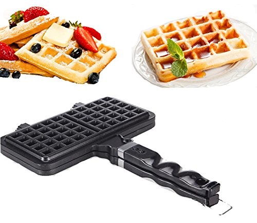 Click Here to See More Images Waffle Maker with Handle, No Overflow Fast Heating Baking for Fluffy Golden Waffles 30.5 x 21 cm, Black ( FDA Certified)
