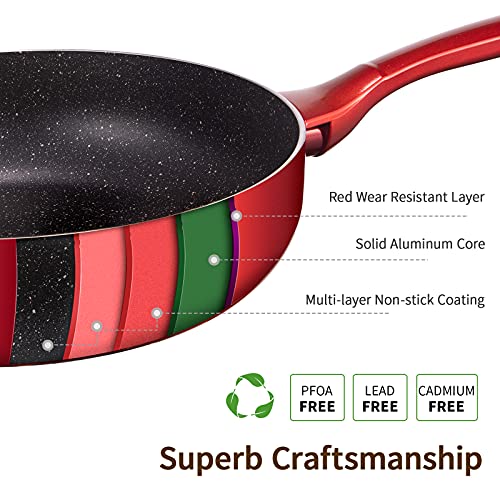 Deep Frying Pan with Lid 3.2 quart/10 inch, Nonstick Saute Pans for All