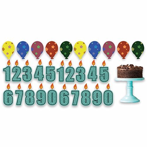 Birthday Boy Pathway Markers â€“ Candle Numbers, Cake, Balloons - 22 Short Stakes