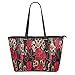 InterestPrint Skull and Flowers Women's Leather Tote Shoulder Bags Handbags