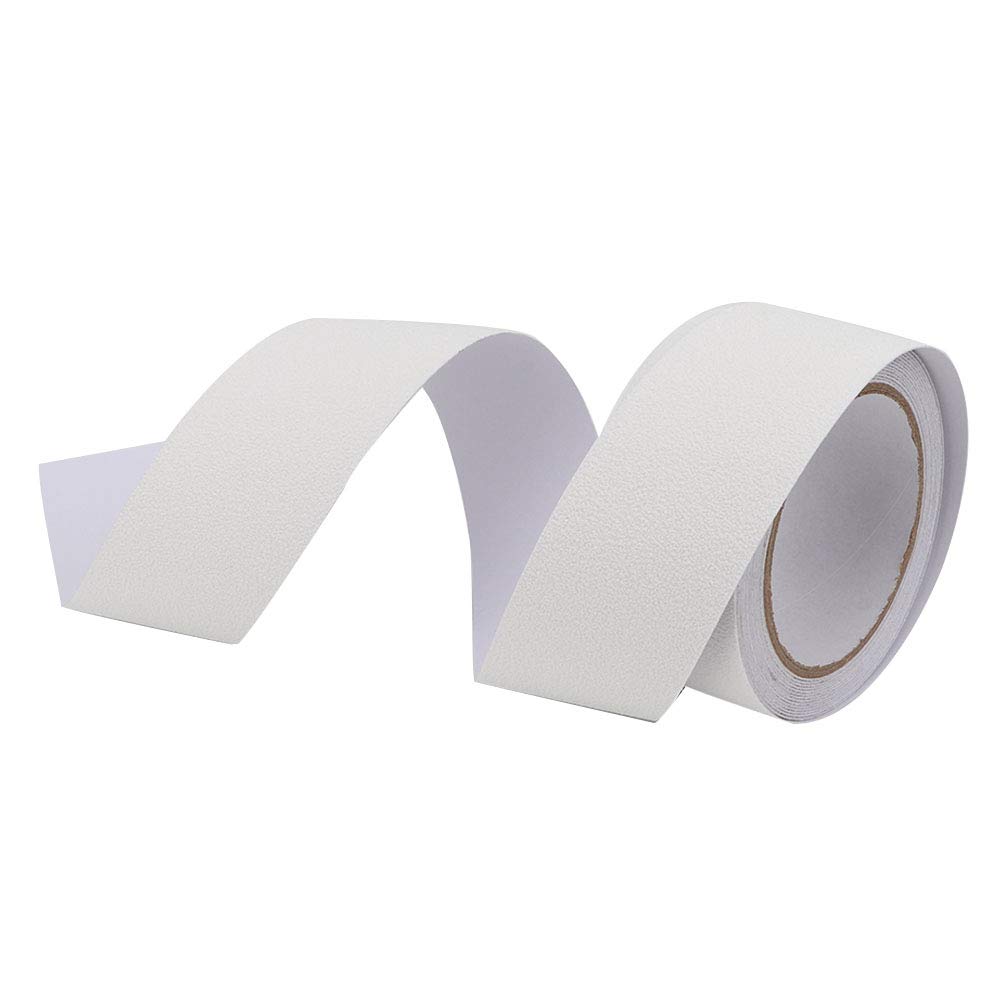 PEVA PU Rubber Non, Stair Step Anti Rubber Anti Slip Tape Floor White Safety Signs Slip Abrasive Strip 5m (White)