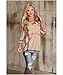 Mansy Women's Casual 2/3 Sleeve V-Neck Plaid shirts Pullover Top,Brown,Small