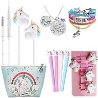 Ultimate Unicorn Gifts For Girls-Birthday Party Favors Gifts Unicorn 3D Earphone/Makeup Bag/Bracelet/Hair Ties/Pen-Kawaii