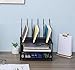 EasyPAG Mesh Desk Organizer Stacking Double Trays with Sliding Drawer 5 Upright Sections Holder,Black