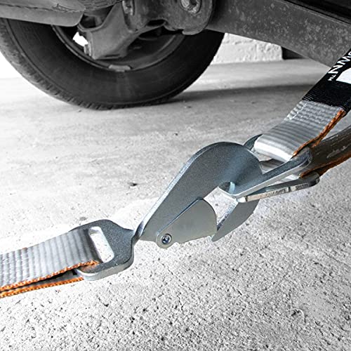VULCAN Complete Axle Strap Tie Down Kit with Snap Hook Ratchet Straps Silver Series Includes