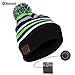 Zibaar Bluetooth Beanie Bluetooth Hat Bluetooth Beanie Hat Headphone Beanie Combined with Bluetooth V4.1 Bluetooth Headset and Mic, Hands Free Talking for Mobile Phones, Unisex Green with Pompom