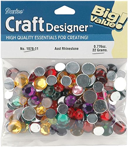 Darice 1078-11 Round Rhinestones, Assorted Colors, 6, 8, 11mm Assorted Sizes, 30G Round Rhinestones
