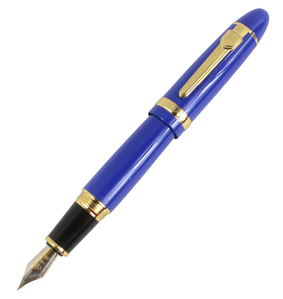 Jinhao 159 Big Heavy Barrel Medium Nib Fountain Pen with Golden Clip - Blue