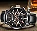 OLMECA Men's Watches Luxury Sports Casual Quartz Wristwatches Waterproof Chronograph Calendar Date Stainless Steel Band Black Color 666 (Black Red)