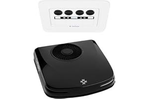 OUTEQUIP 12V RV Rooftop Air Conditioner with Heater, 10,000 BTU Low Profile DC Air Conditioner – Quiet Battery Powered A/C for Camper, Van, Truck, Trailer, Boat – Sleek Black Housing