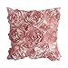 WOMHOPE Set of 2 PC (Same Color) - 3D Solid Color Satin Rose Flower Square Pillowcase Bed Sofa Cushion Pillow Case Arts Decorative Cover Rose Flowers Throw Pillow Covers Protector (Pink(2 Pcs))