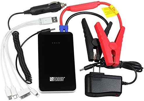 Teckology Slimest Compact Car Jump Starter Multifunction 8000mAh Portable External Power Bank Universal Charger for Apple, Samsung Android Black