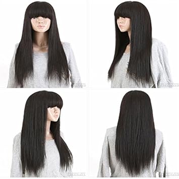 Amazon Com Full Lace Human Hair Wig Transparent Net Color 1