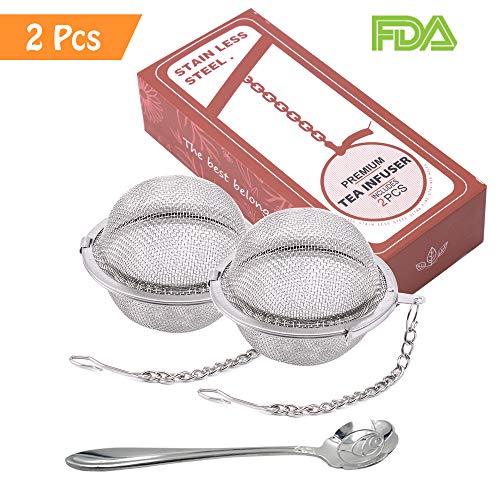 2Pcs Update Mesh Tea Ball + 1Pc Tea Scoop, Besego 100% Stainless Steel Tea Filter, Premium Leakproof Tea Infuser Strainers, Tea Interval Diffuser - Thumbnail 4
